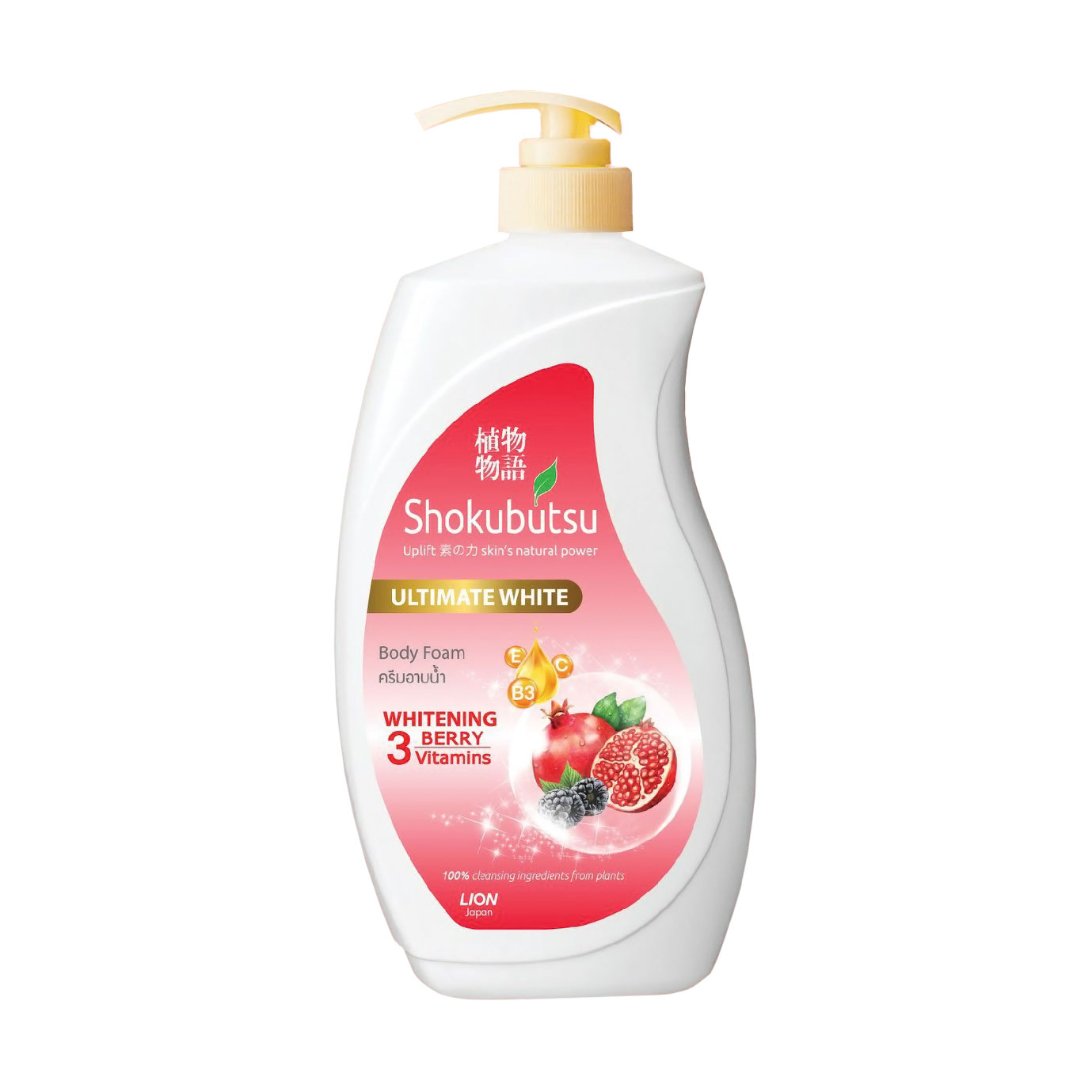 Крем-піна для душу Shokubutsu Monogatari Ultimate White Whitening Berry Vitamins Body Foam, 500 мл
